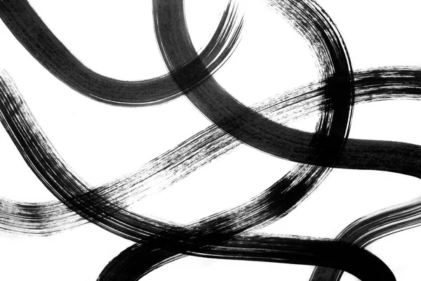 Ölfarbe Pinselstriche Isoliert Auf Weißem Hintergrund Handgezeichnet Acrylfarbe Pinsel Schwarz — Stockfoto
