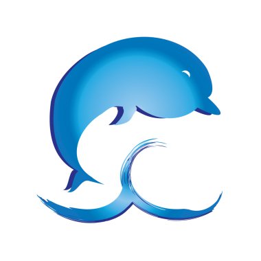 Mavi vektör yunus deniz dalga atlama