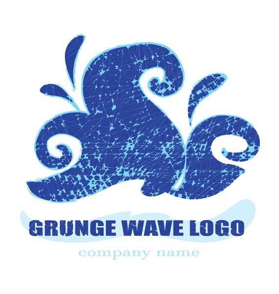 High Wave - Grunge Paint Wellenvektor Logo Vorlage. stilisiertes Konzept Wasser ikon.stilisierte wirbelnde Meereswellen. Vektorillustration. — Stockvektor