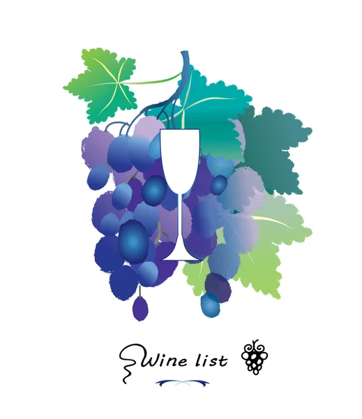 Wine glass and vine grape - vector illustration. Wine list menu cover. Vector watercolor.As sign,menu cover, wine tasting invitation. Expressive grunge watercolor wine background. Isolated on white. — Stock Vector