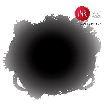 Mürekkep leke vektör ve arka plan yıkama - siyah mürekkep damla su sıçramalarına. Grunge mürekkep veya suluboya tasarım öğesi. Soyut şekli, Çince veya Japonca mürekkep boyama tarafından ilham. Dijital küçük resim. EPS 10.