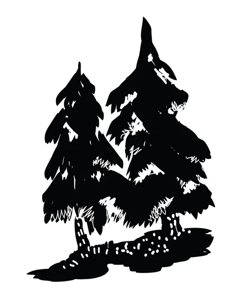 Pine tree svart silhuetter - vektor illustration. — Stock vektor