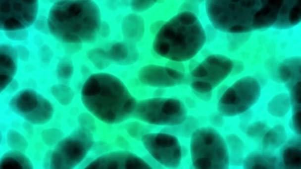 Looping 애니메이션 비디오는 플라스마 박테리아의 시각적 바다없는 효과와 파란색 초록색의 — 비디오