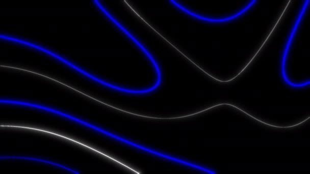 Konzept Abstrakte Flüssige Linien Mittelblauer Animationshintergrund Mit Neon Effekten — Stockvideo