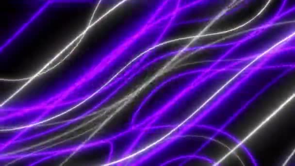 Concept Abstract Vloeibare Lijnen Blauw Violette Animatie Achtergrond Met Neon — Stockvideo