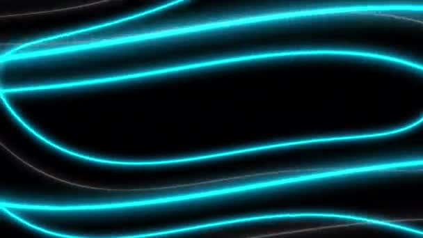 Koncept Abstraktní Tekuté Čáry Cyan Animace Pozadí Neonovými Efekty — Stock video