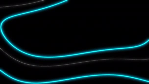 Konzept Abstrakte Flüssige Linien Cyan Animation Hintergrund Mit Neon Effekten — Stockvideo