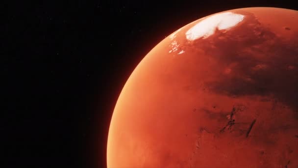 Onderwerp Zicht Realistische Planeet Mars Met Atmosfeer Sterren — Stockvideo