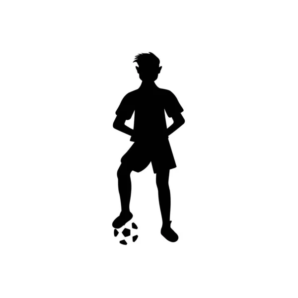 Силуэт Футболиста Мячом Белом Фоне Векторная Иллюстрация — стоковый вектор