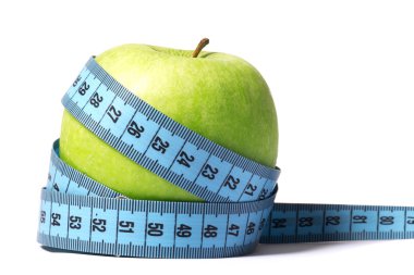 Teyp ölçme mavi ile yeşil elma