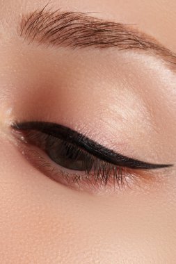 Retro style make-up. Daily makeup detail. Eyeliner. Beautiful eyes
