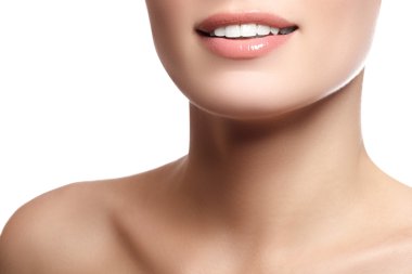 Close up  beauty  portrait view of a young woman natural smile w