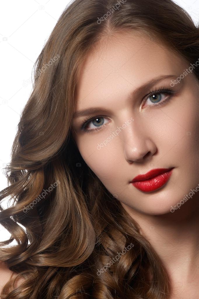 Beautiful Young Woman With Long Curly Hair Beautiful Model With