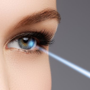 Laser vision correction. Woman's eye. Human eye. Woman eye with laser correction. Eyesight concept clipart