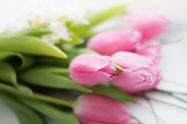 Bir buket pembe lale.