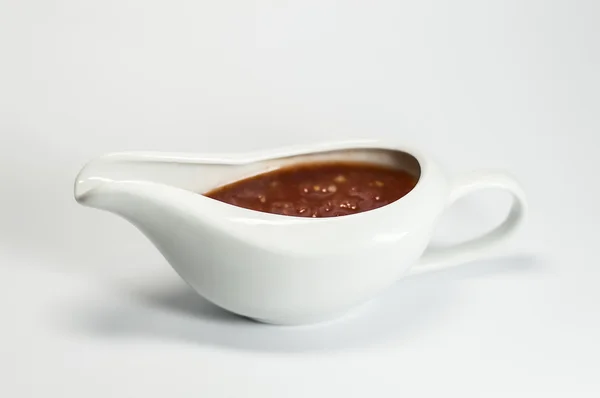 Κόκκινη σάλτσα σε μια κατσαρόλα — Φωτογραφία Αρχείου