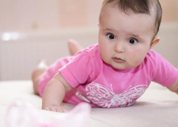 Cute baby in pink — Stock Photo, Image