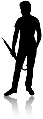 Şemsiyeli adam silueti