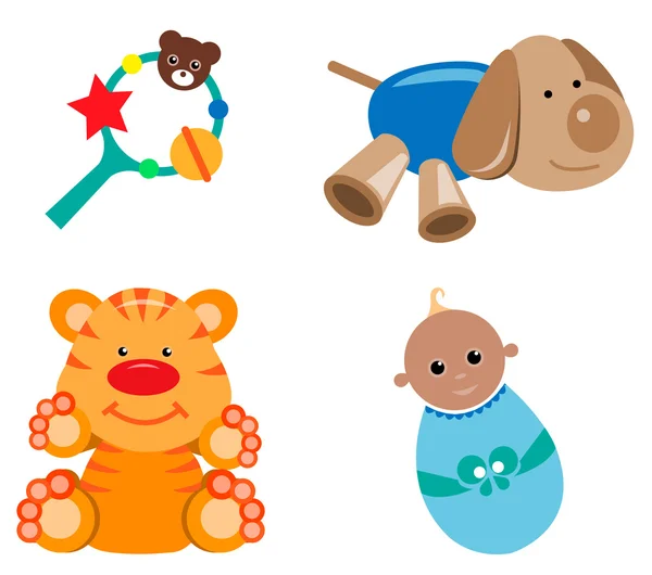 Juguetes infantiles multicolores — Vector de stock