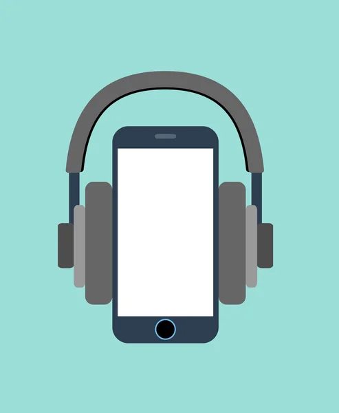 Gri kulaklık ile karanlık smartphone