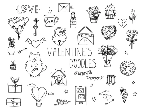 Sevgililer Günü temalı Doodles 'la set.