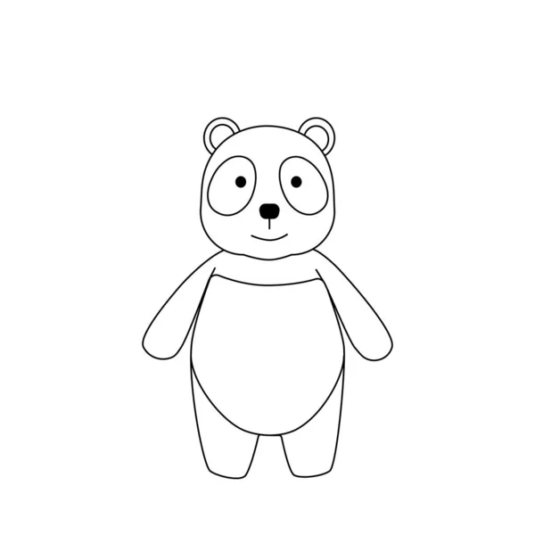 Sílhueta Simples Panda Desenho Animado Esboços Primitivos Brinquedo Engraçado Uma — Vetor de Stock