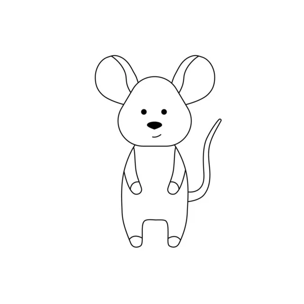 Una Silueta Simple Ratón Dibujos Animados Esbozos Primitivos Juguete Divertido — Vector de stock