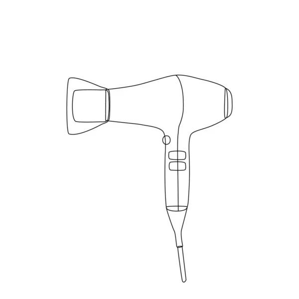 Sèche Cheveux Sur Fond Blanc Contour Noir Silhouette Simple Outil — Image vectorielle