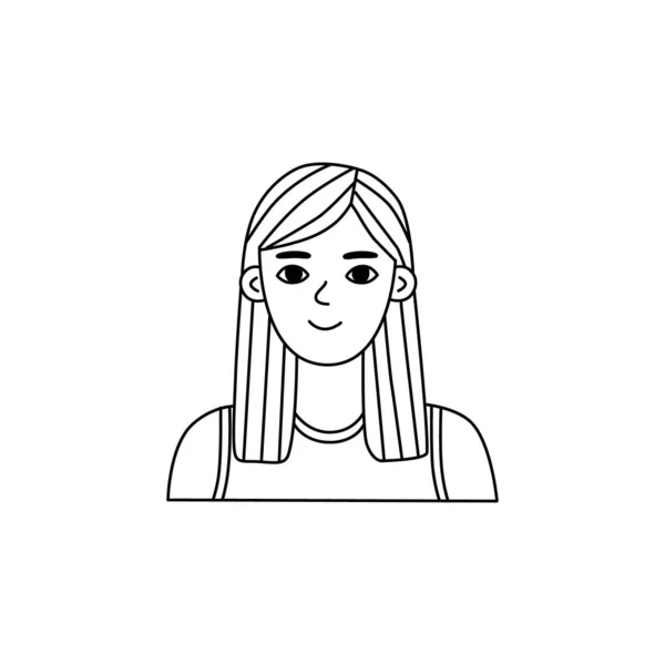 Retrato Una Chica Sobre Fondo Blanco Estilo Garabato Boceto Contorno — Vector de stock