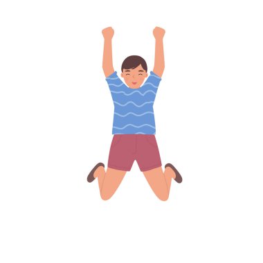 Çocuk gülüyor ve zıplıyor..