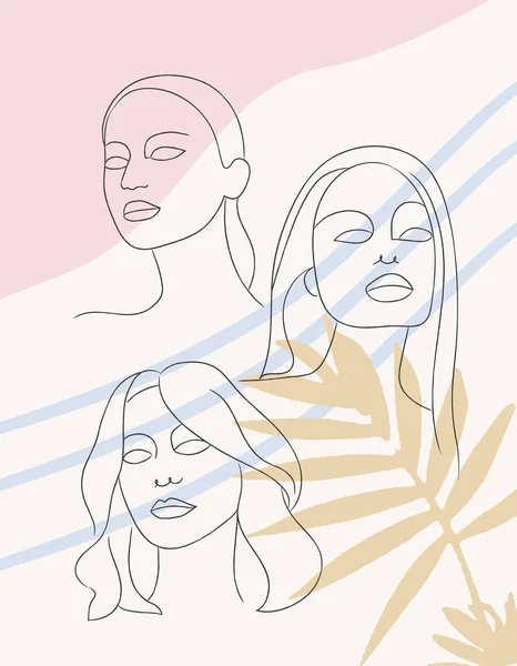 Bakgrund med olika ansikten av kvinnor — Stock vektor
