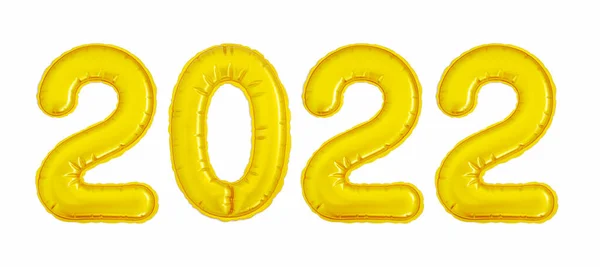 Golden Christmas numbers of 2022, isolated on a white background. Signs made of gold foil for the design of a holiday, new year, party. — Stock Photo, Image