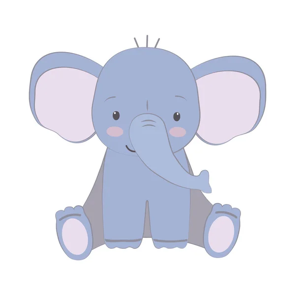 A cute elephant is sitting,the animal is smiling — Stock Vector