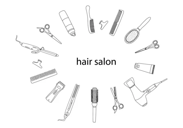 Um quadro de ferramentas de cabeleireiro com um espaço de cópia —  Vetores de Stock