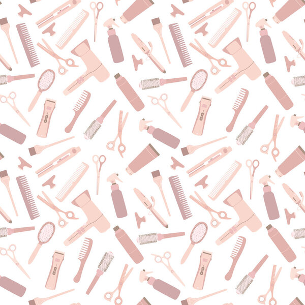 Seamless pattern with hairdressing tools