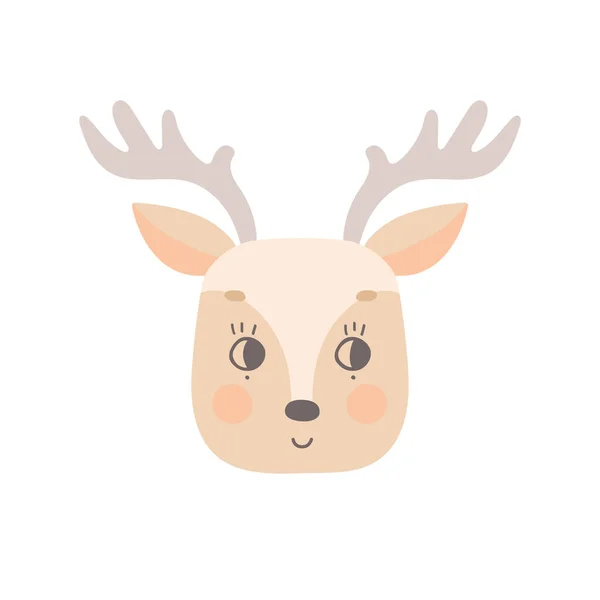 The face of a cute deer with open eyes. — Stock Vector