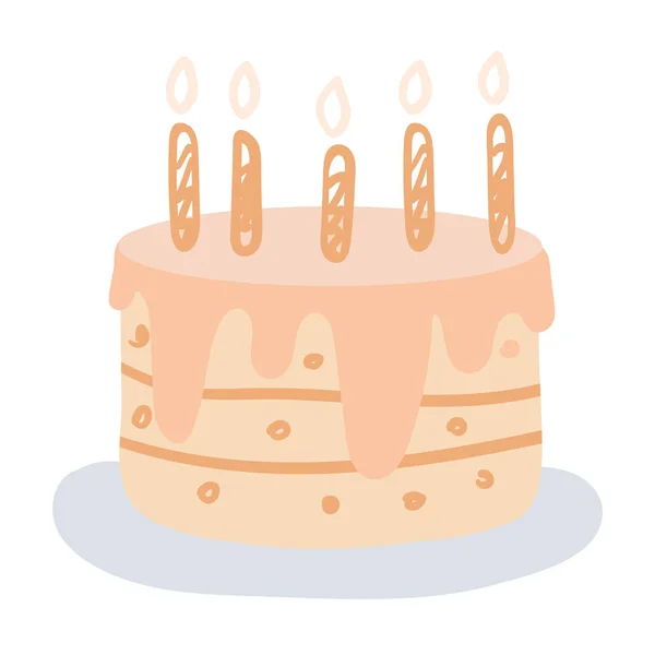 Mignon gâteau enfantin avec des couches et des bougies. — Image vectorielle