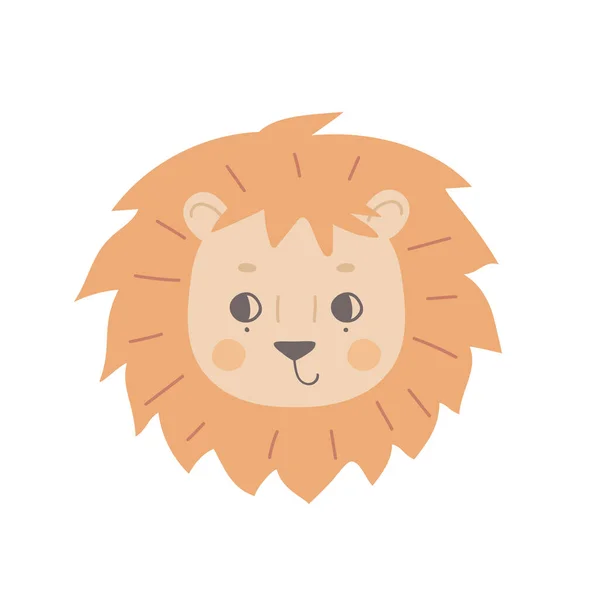 Le visage d'un petit lion mignon aux yeux ouverts. — Image vectorielle
