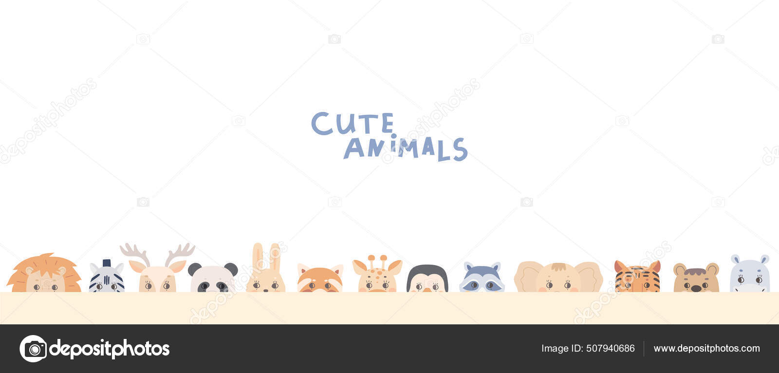 かわいい動物たちが目を引くバナー ライオン パンダ 鹿 マウス クマ ベクトルイラスト ストックベクター C Ch Pchillout Gmail Com