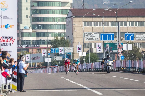 Finish sprint / Cycle Race "Tour of Almaty 2014" / Almaty, Kazakhstan, October 2014 — стоковое фото
