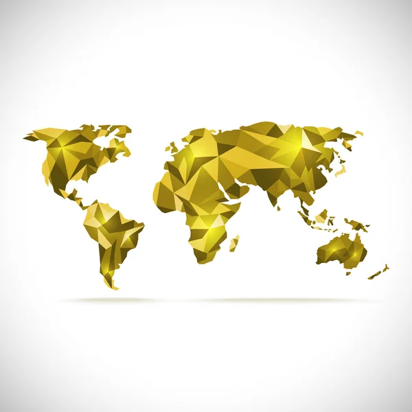 Vetores Mapa do mundo precisão poligonal ouro low-poly — Vetor de Stock
