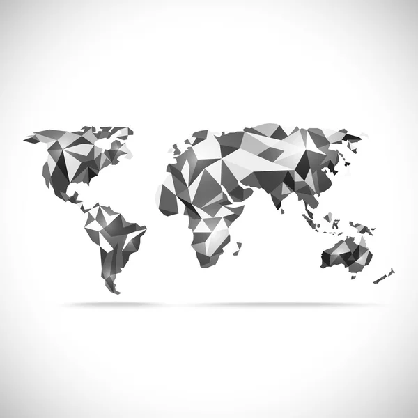 Vetores Mapa do mundo precisão poligonal baixo-poli preto — Vetor de Stock