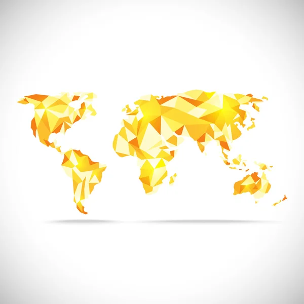 Vetores Mapa Mundial precisão poligonal baixo-poli amarelo — Vetor de Stock