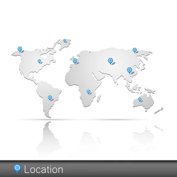 Posizione Mappa mondiale di Vector — Vettoriale Stock