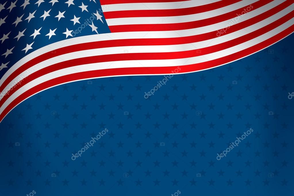 Flag of the United States over deep blue background
