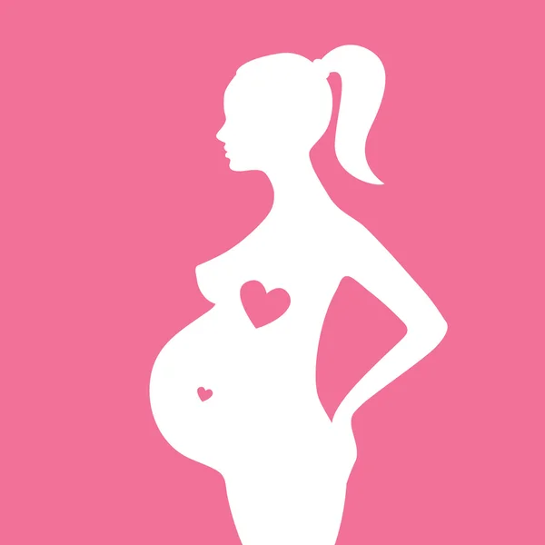 Silueta de la mujer embarazada — Vector de stock