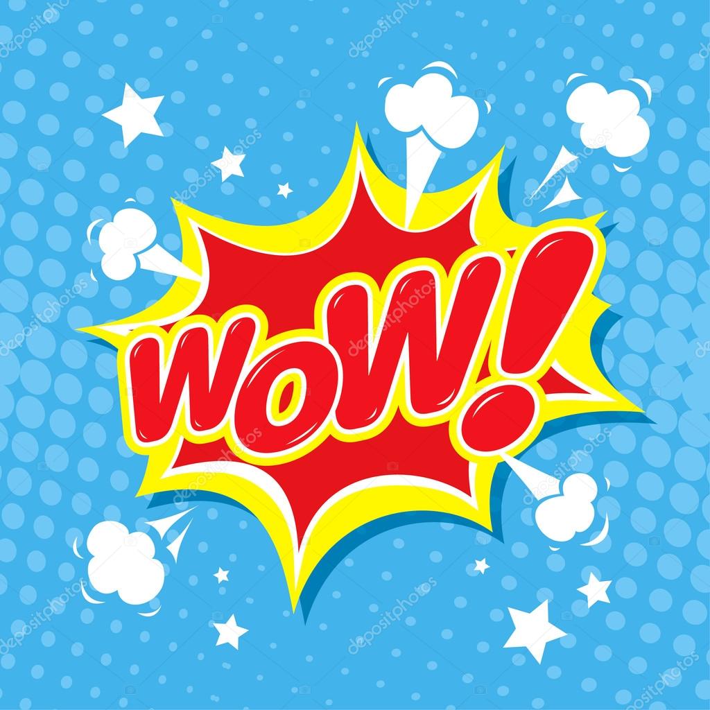 Wow! Comic speech bubble. Vector Illustration