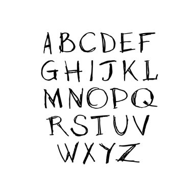 Grunge el çekilmiş alfabesi