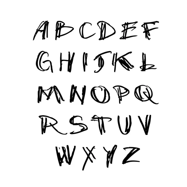 Grunge handgezeichnetes Alphabet — Stockvektor