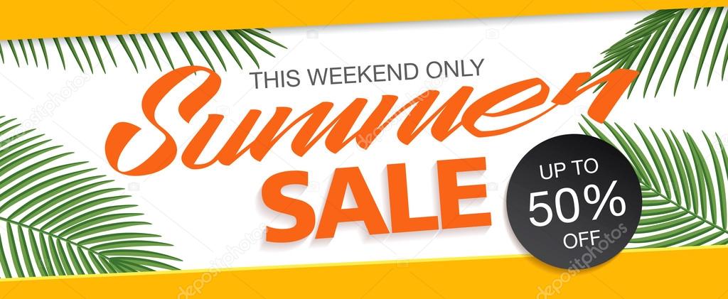 Summer sale template banner. Vector Illustration